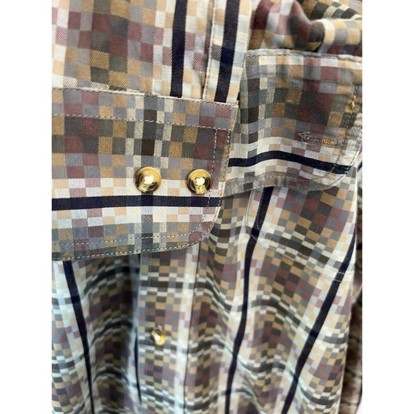 Pintlar Western Shirt Long Sleeve Button Front Large Cowboy Rodeo Colorful Plaid - Picture 6 of 8